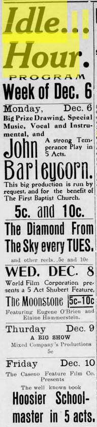 Idle Hour Theater - Dec 3 1915 Ad (newer photo)
